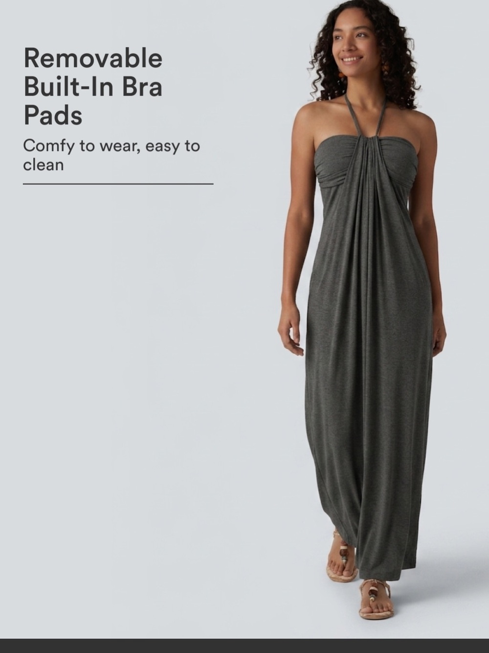 HALARA Tie Back Maxi Dress In Darl Gray